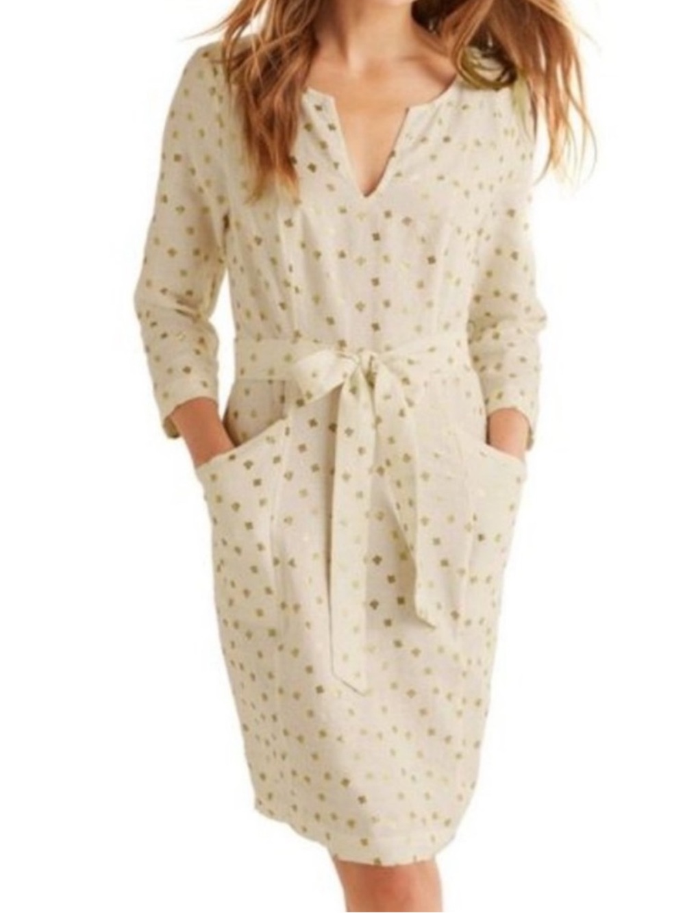 New Boden Kelsey Linen Tunic Dress Polka Dots
